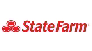 State Farm logo with red text and three stacked red circles with gold rings