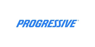 Progressive insurance company logo in blue italic text